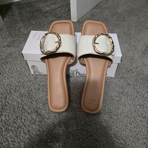 a. new day Bennie Sandals in Cream with Gold Buckle